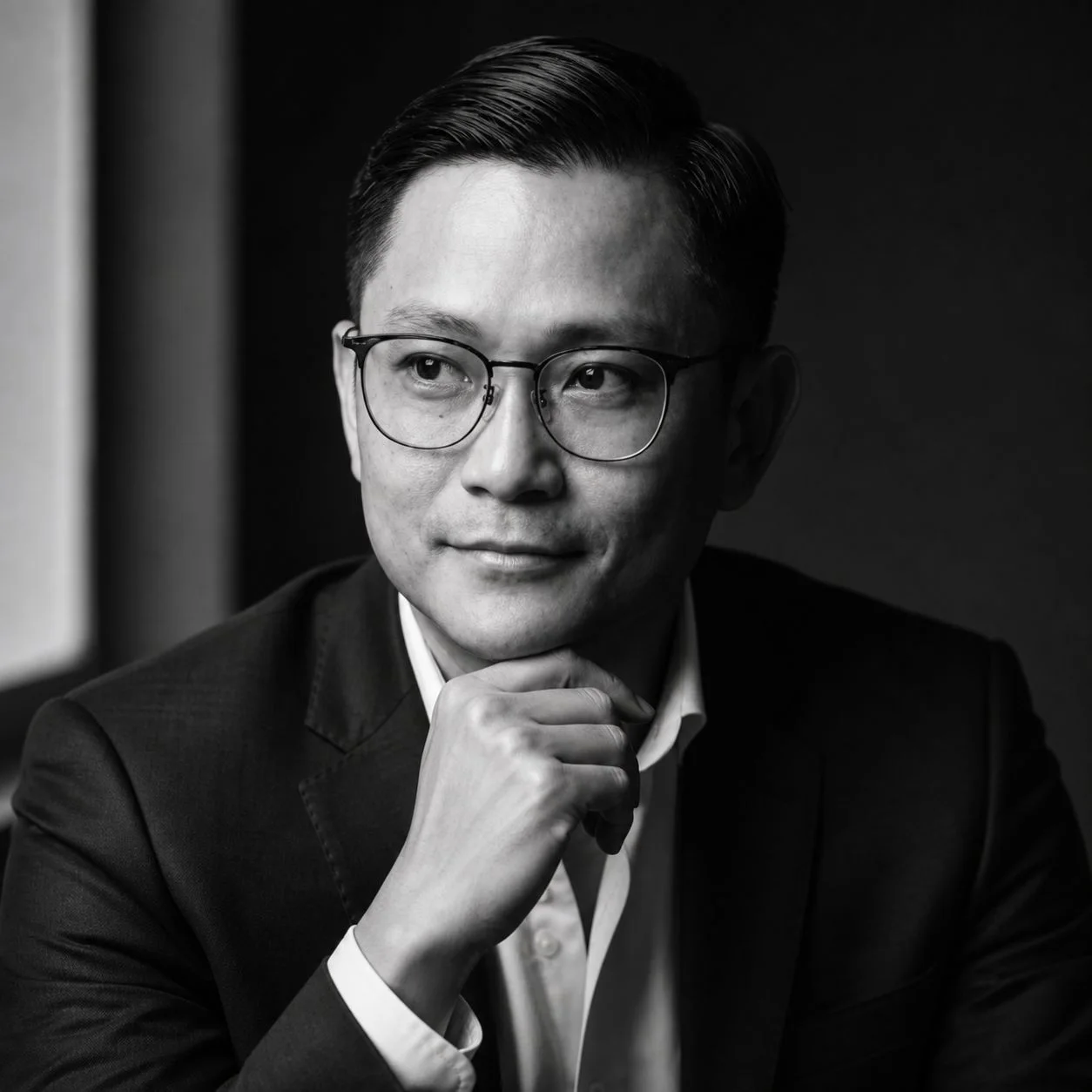 Ziqian, black and white editorial portrait